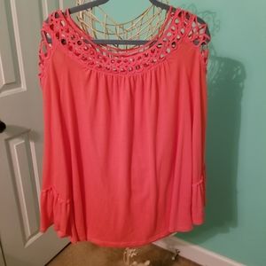 Coral cold shoulder top